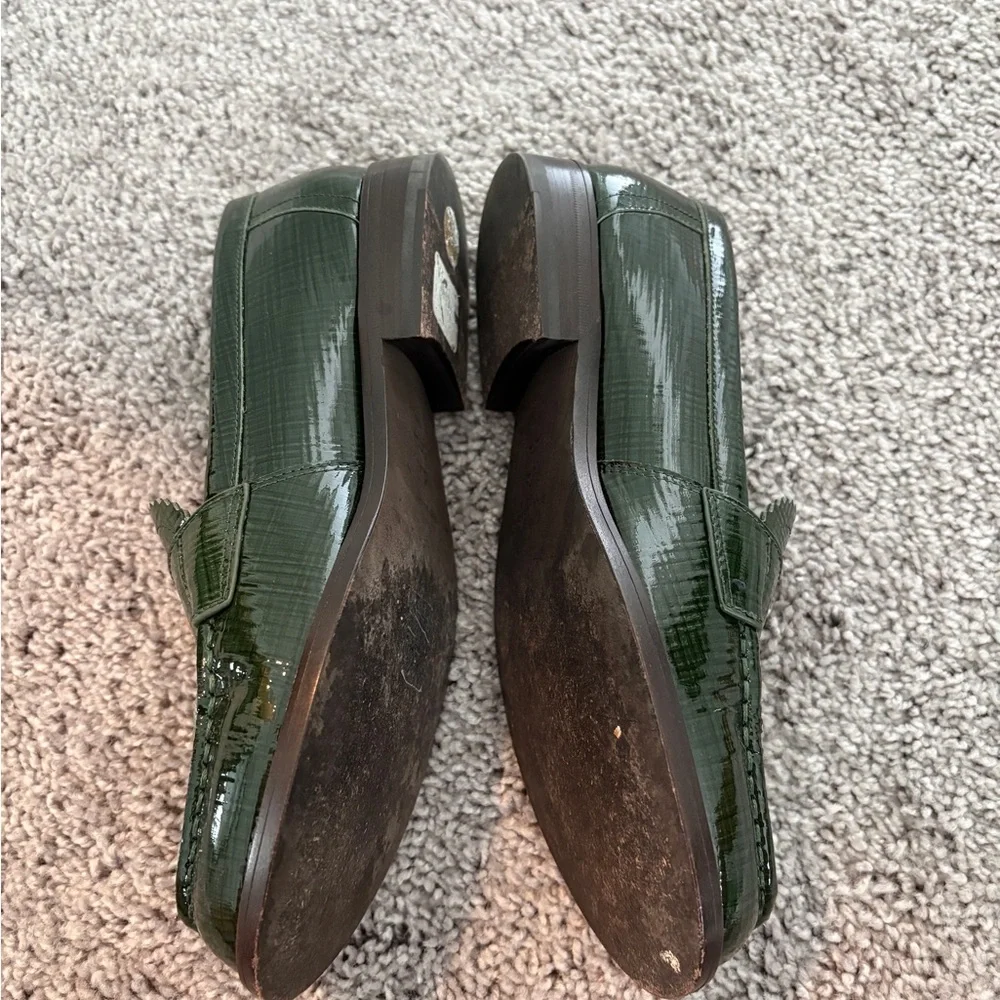 Tory Burch Green Patent Leather Penny Loafers